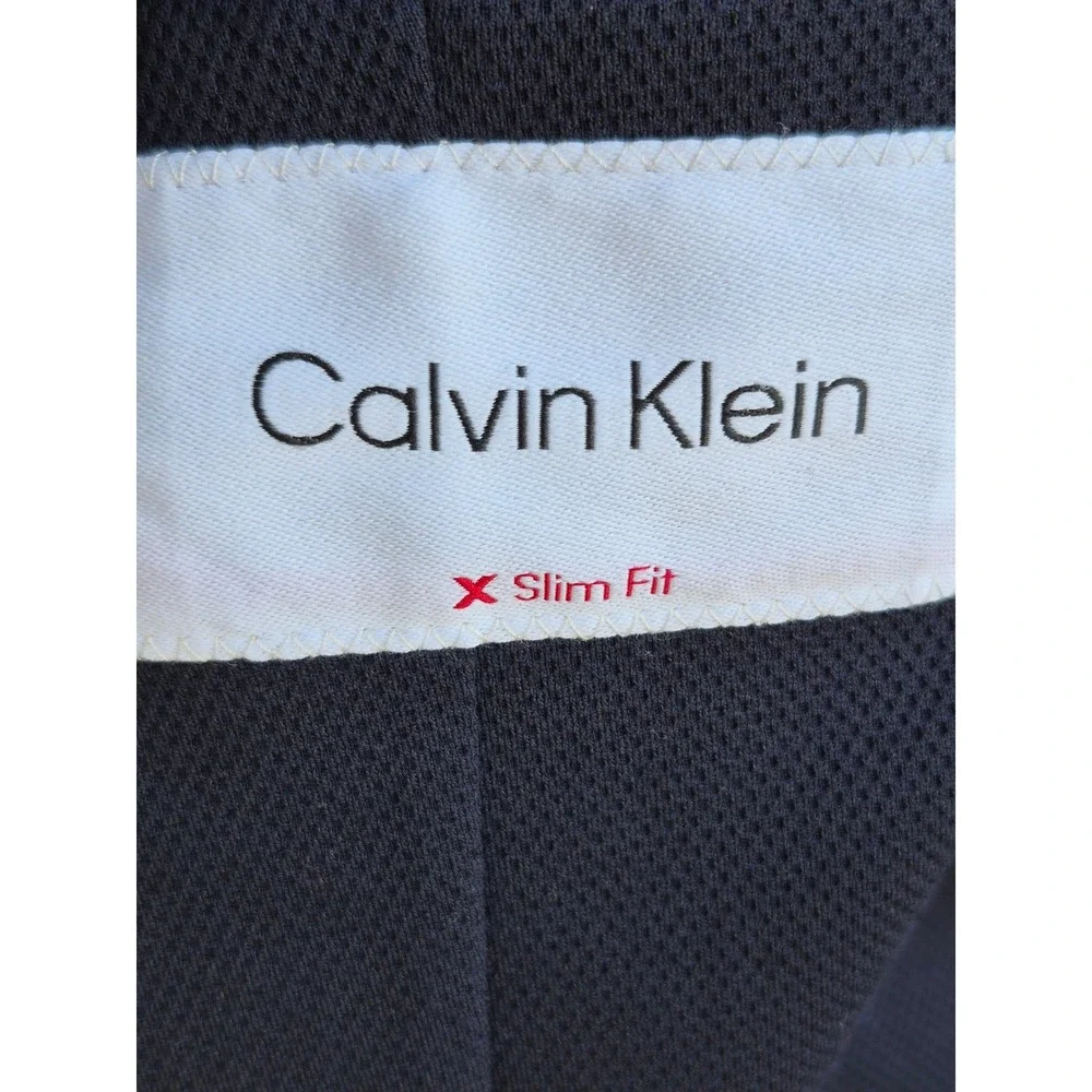 Calvin Klein Mens Navy Blue Textured Honeycomb X Slim Fit Blazer Sport Coat 44 R